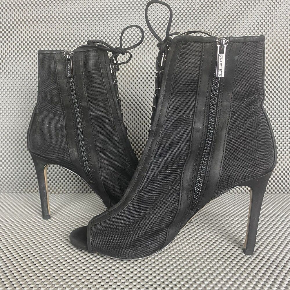 Gianni Bini Ankle Booties Heels Womens 9 M Black Floral Embroidered Zipper - Picture 4 of 14